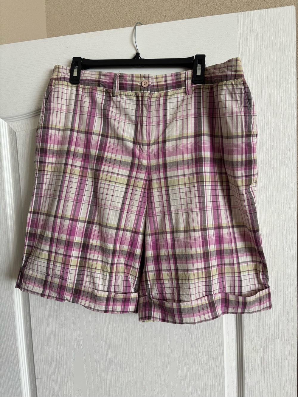 Charter Club Pink Plaid Bermuda Shorts